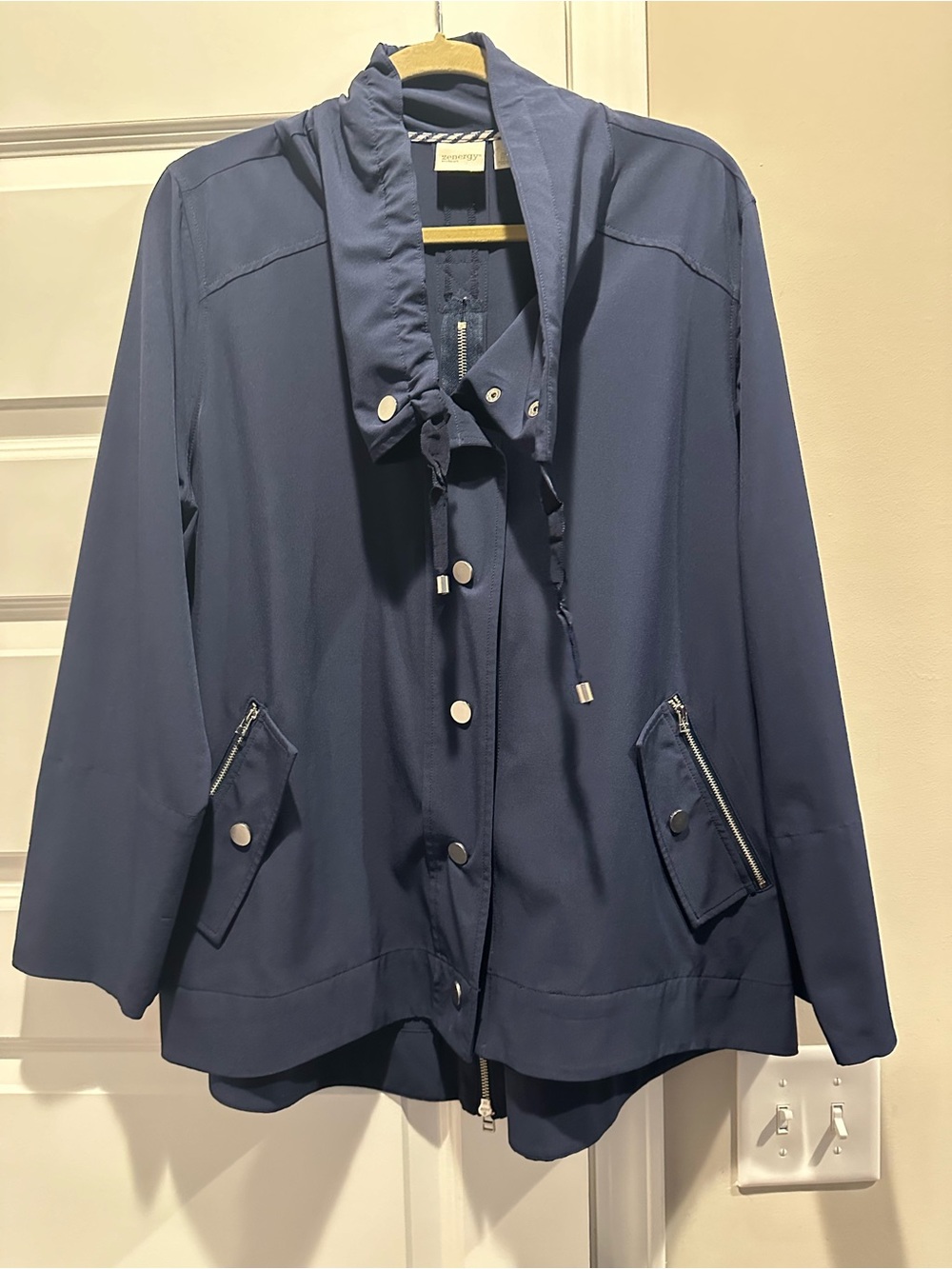 Chico's Navy Hooded Jacket 'Chicos Size 3' or 14/16